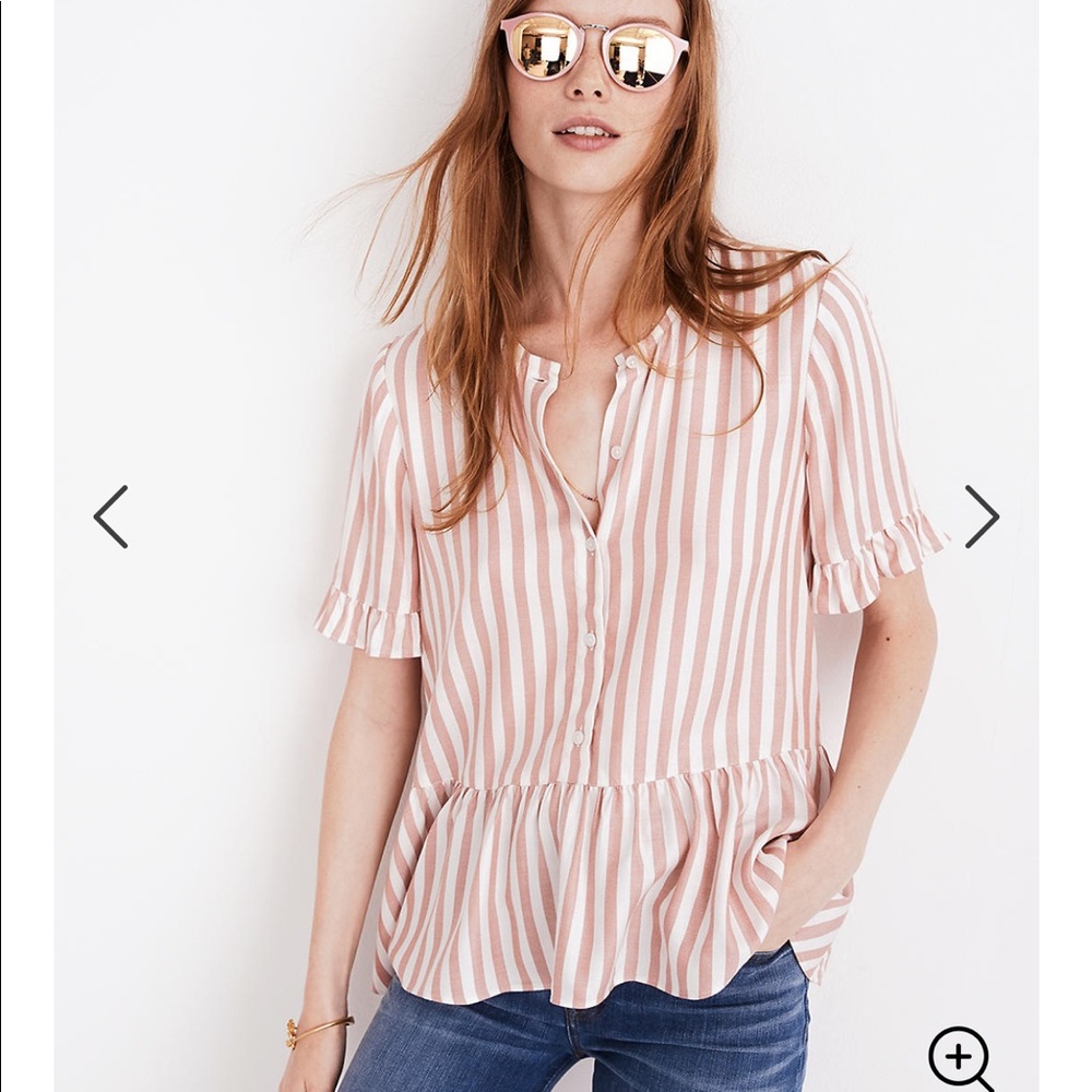 Madewell Cecilia ruffle hem top stripe